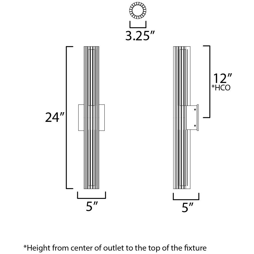 Citadel LED 24 inch Black Outdoor Wall Mount
