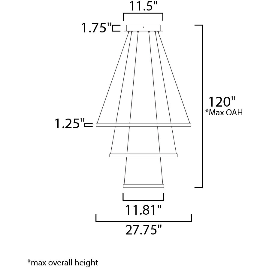 Quad LED 27.75 inch Bronze Single Pendant Ceiling Light