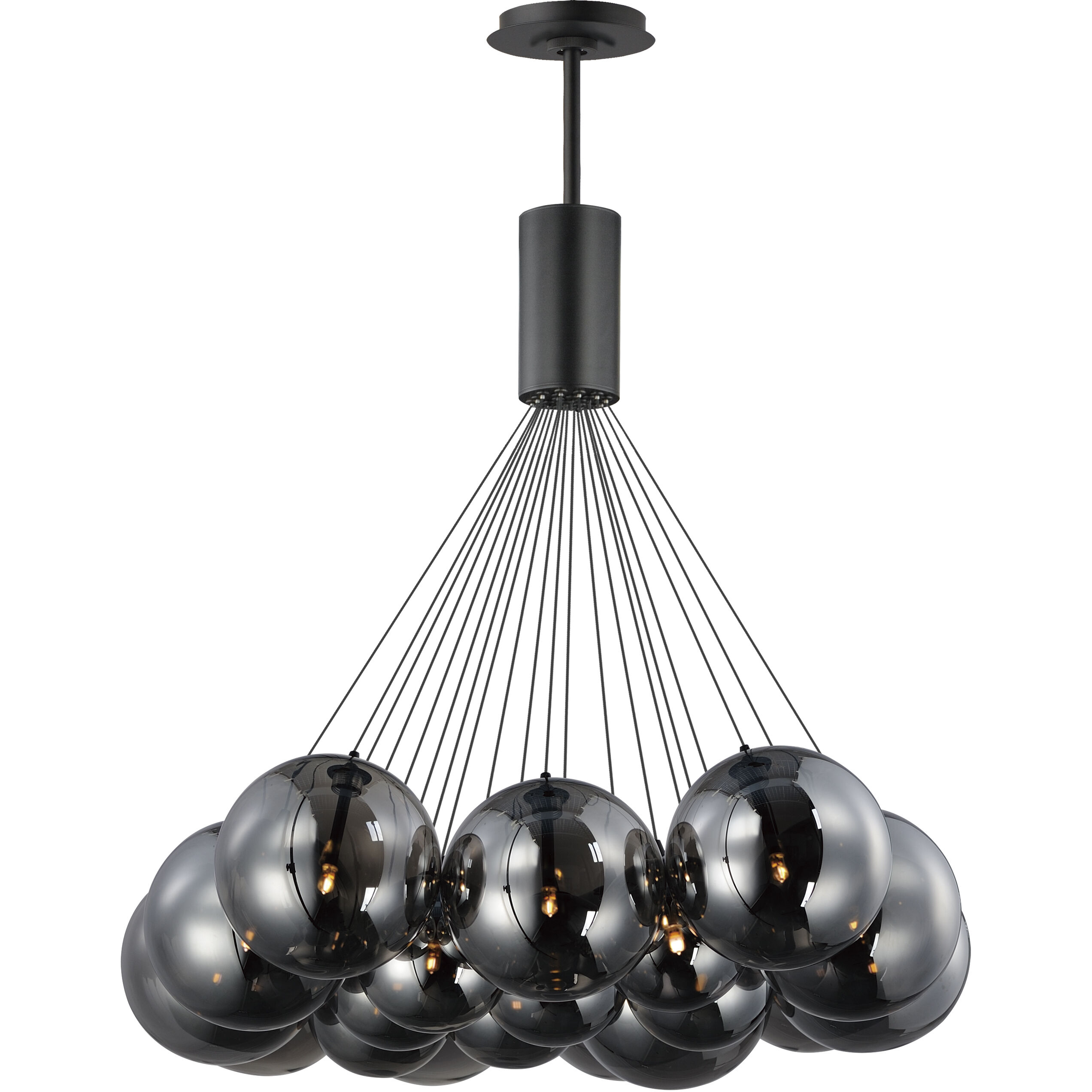Burst LED 35.25 inch Black Multi-Light Pendant Ceiling Light in Graduating Smoke