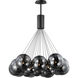 Burst LED 35.25 inch Black Multi-Light Pendant Ceiling Light in Graduating Smoke