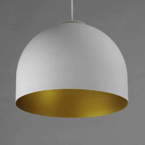 Foster LED 15.75 inch White with Gold Single Pendant Ceiling Light in White/Gold