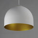Foster LED 15.75 inch White with Gold Single Pendant Ceiling Light in White/Gold