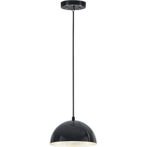 Hemisphere LED 9 inch Gloss Black and Aluminum Single Pendant Ceiling Light