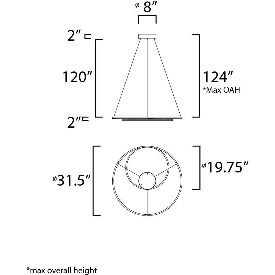 Cycle LED 31.5 inch Matte Silver Single Pendant Ceiling Light