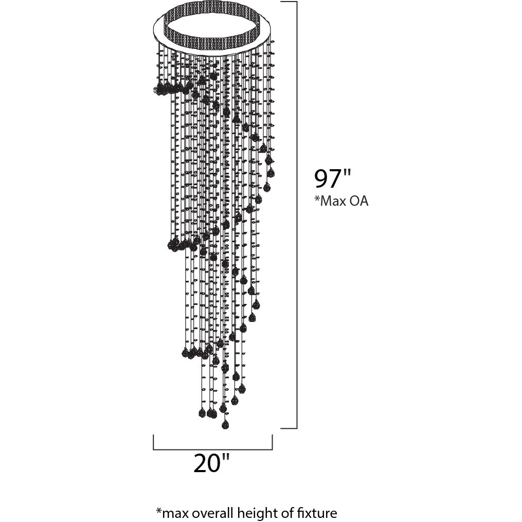 Cascada 9 Light 23.5 inch Polished Chrome Flush Mount Ceiling Light