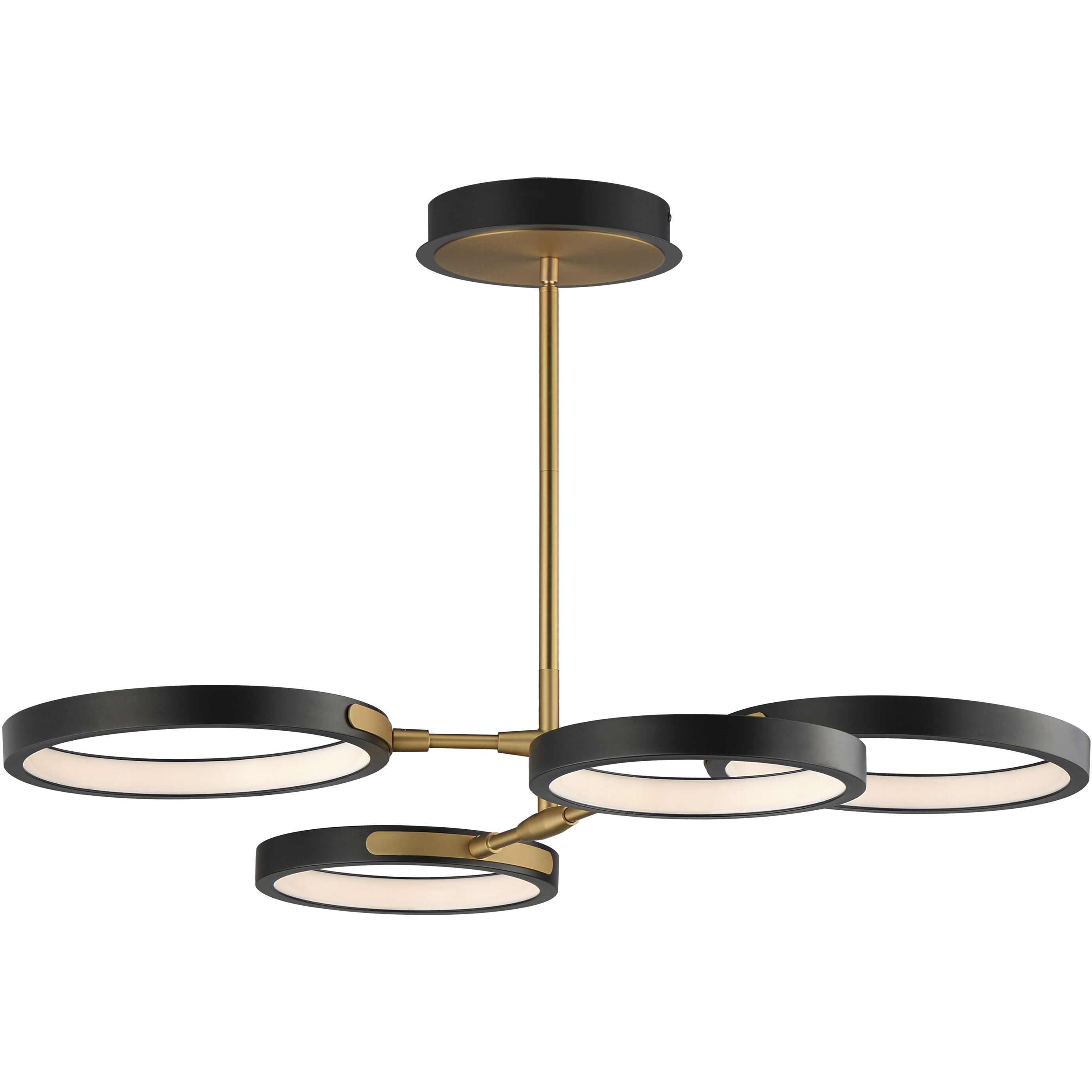 Hoopla LED 33 inch Black and Gold Chandelier Ceiling Light in Black/Gold