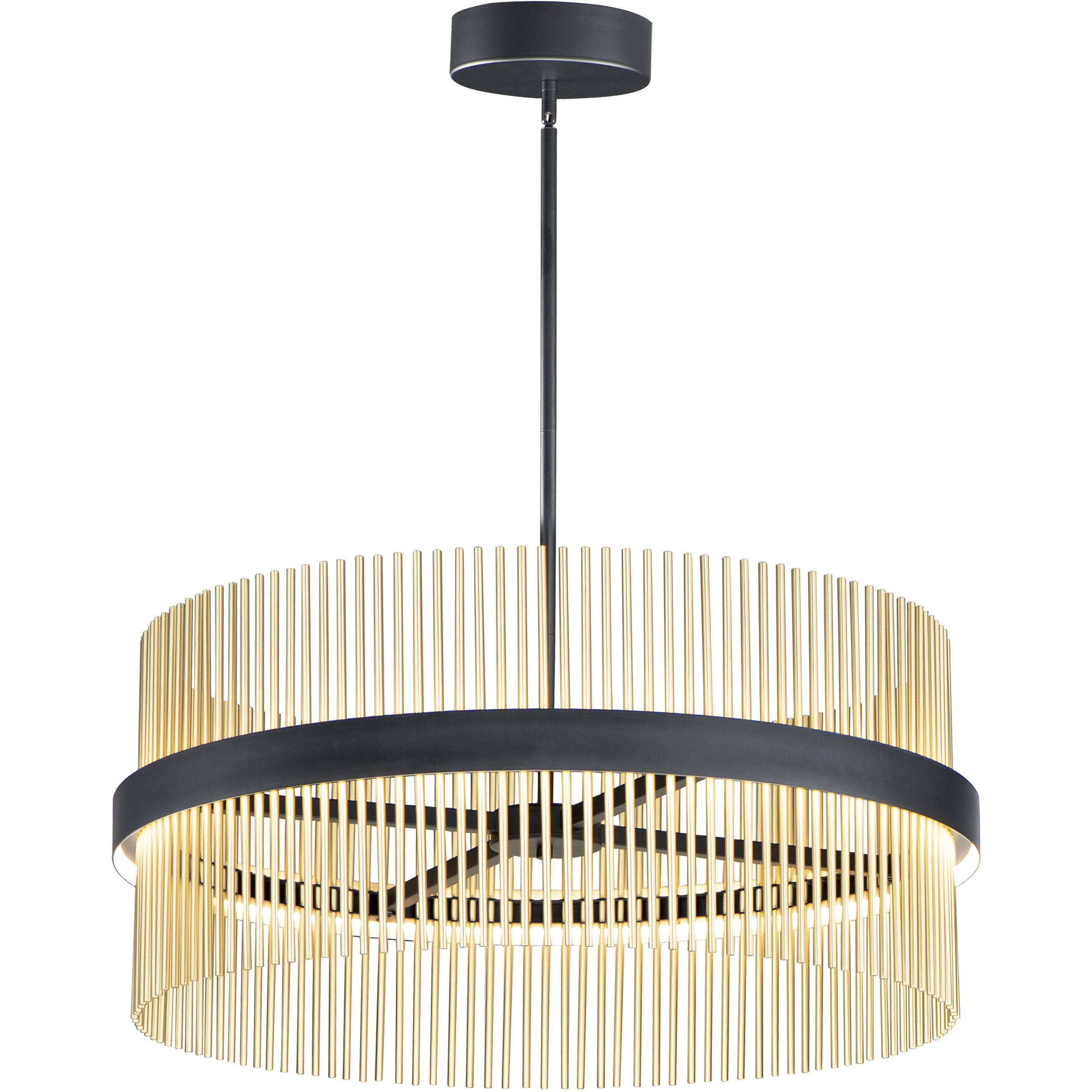 Chimes 5CCT LED 33.75 inch Black and Satin Brass Single Pendant Ceiling Light