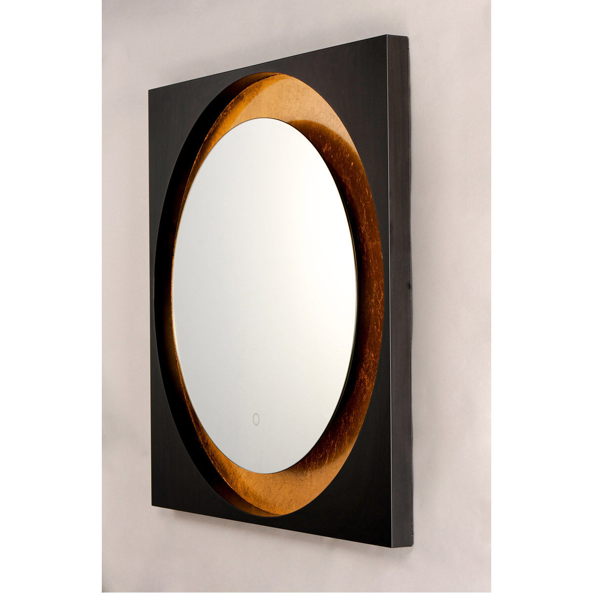 Floating 31.5 X 31.5 inch Gold Leaf and Black LED Wall Mirror