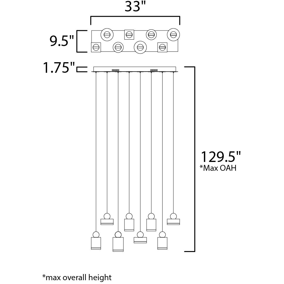 Nob LED 33 inch Black and Gold Linear Pendant Ceiling Light