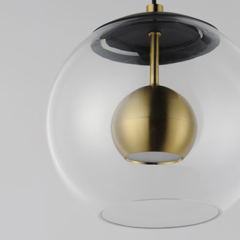 Nucleus LED 9 inch Black and Natural Aged Brass Single Pendant Ceiling Light