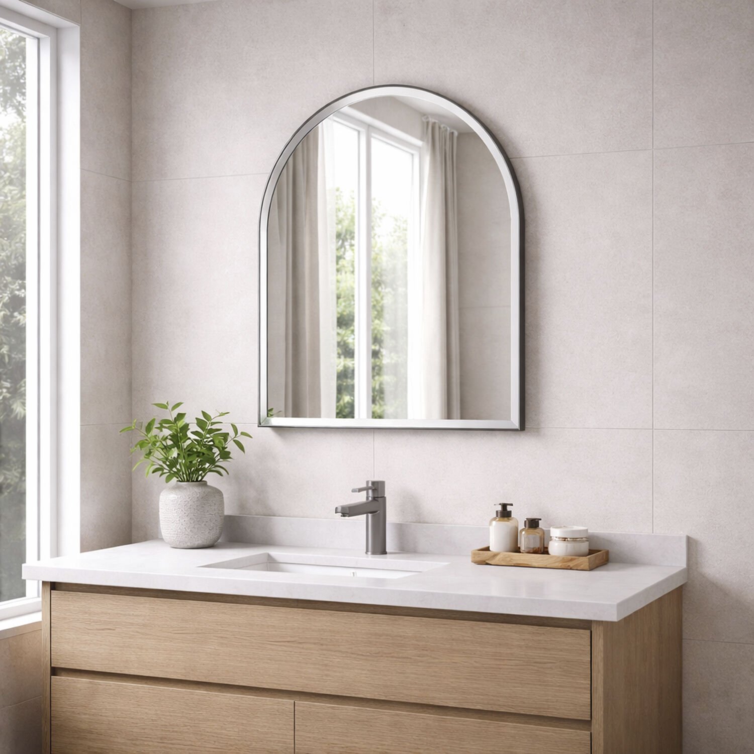 Elisse 30 X 24 inch Satin Nickel LED Wall Mirror