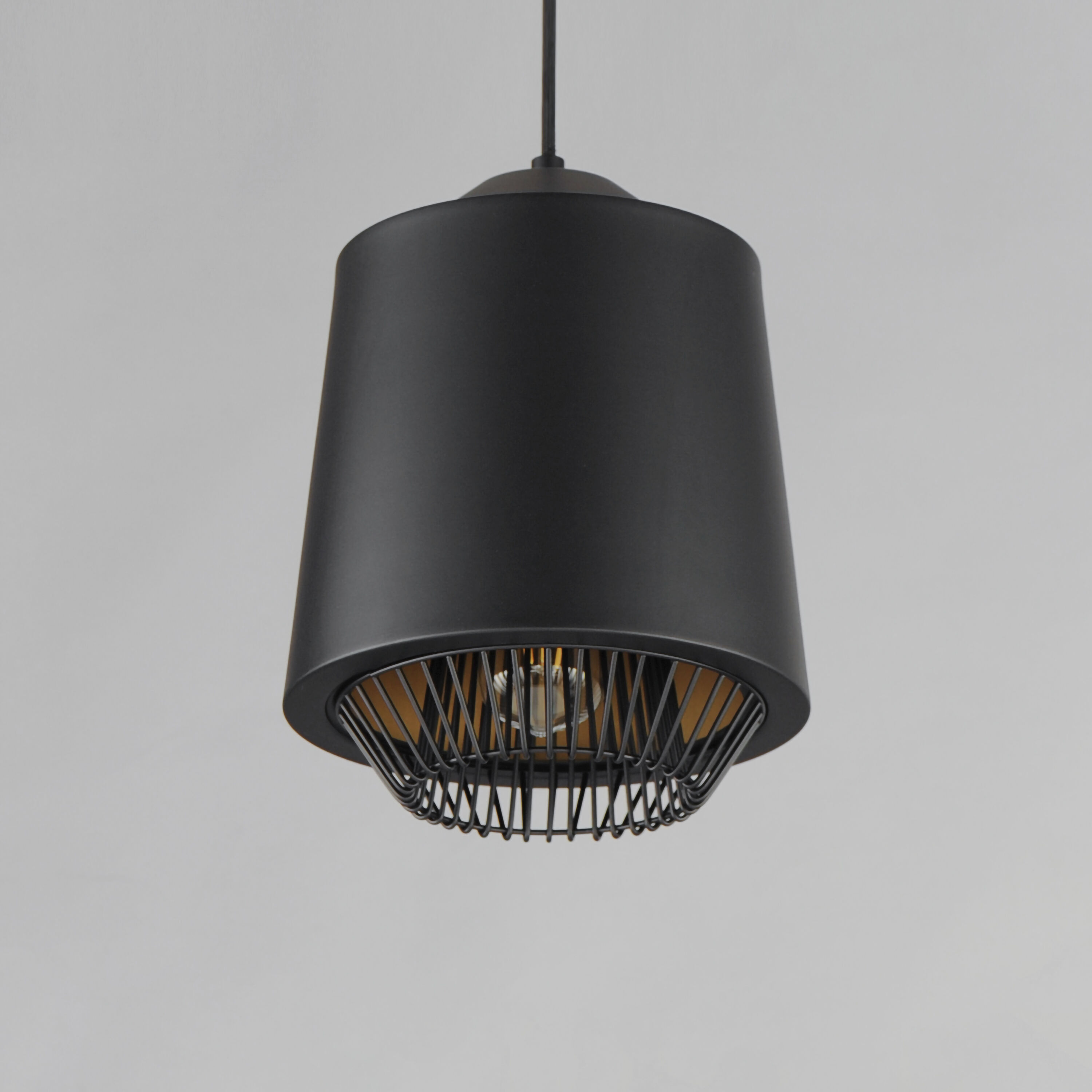 Phoenix Single Pendant Ceiling Light in Black/Gold