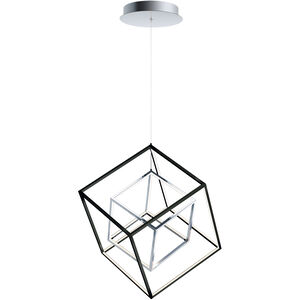 4 Square LED 21 inch Black/Polished Chrome Single Pendant Ceiling Light