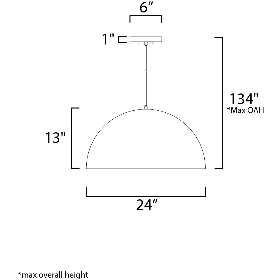 Hemisphere LED 24 inch Gloss White and Aluminum Single Pendant Ceiling Light