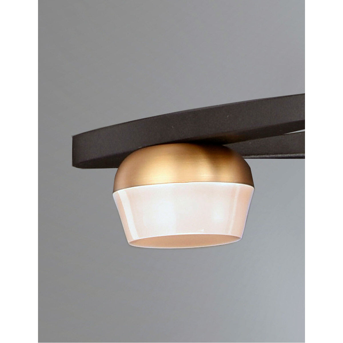 Button LED 15.75 inch Black and Gold Suspension Pendant Ceiling Light