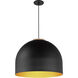 Foster LED 19.75 inch Black with Gold Single Pendant Ceiling Light in Black/Gold