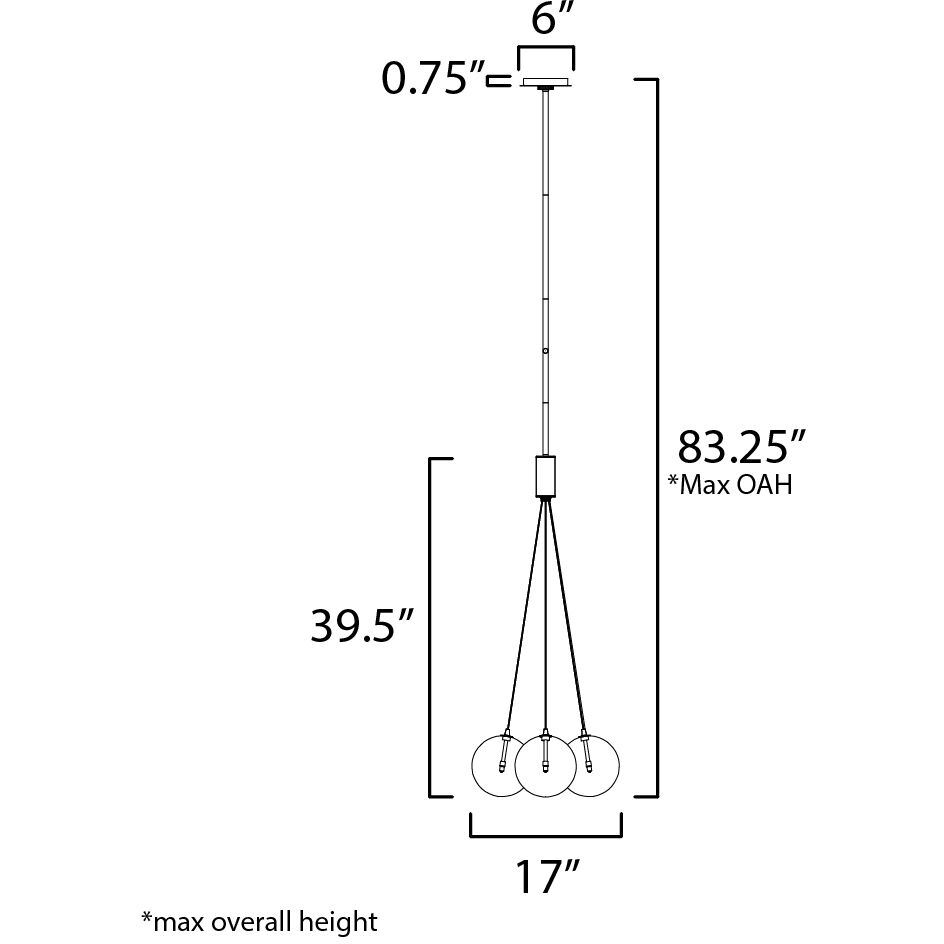 Burst LED 17 inch Satin Nickel Multi-Light Pendant Ceiling Light in Translucent Frost