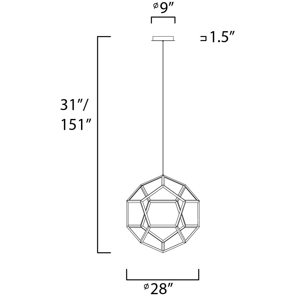 Penta LED 28 inch Black Single Pendant Ceiling Light