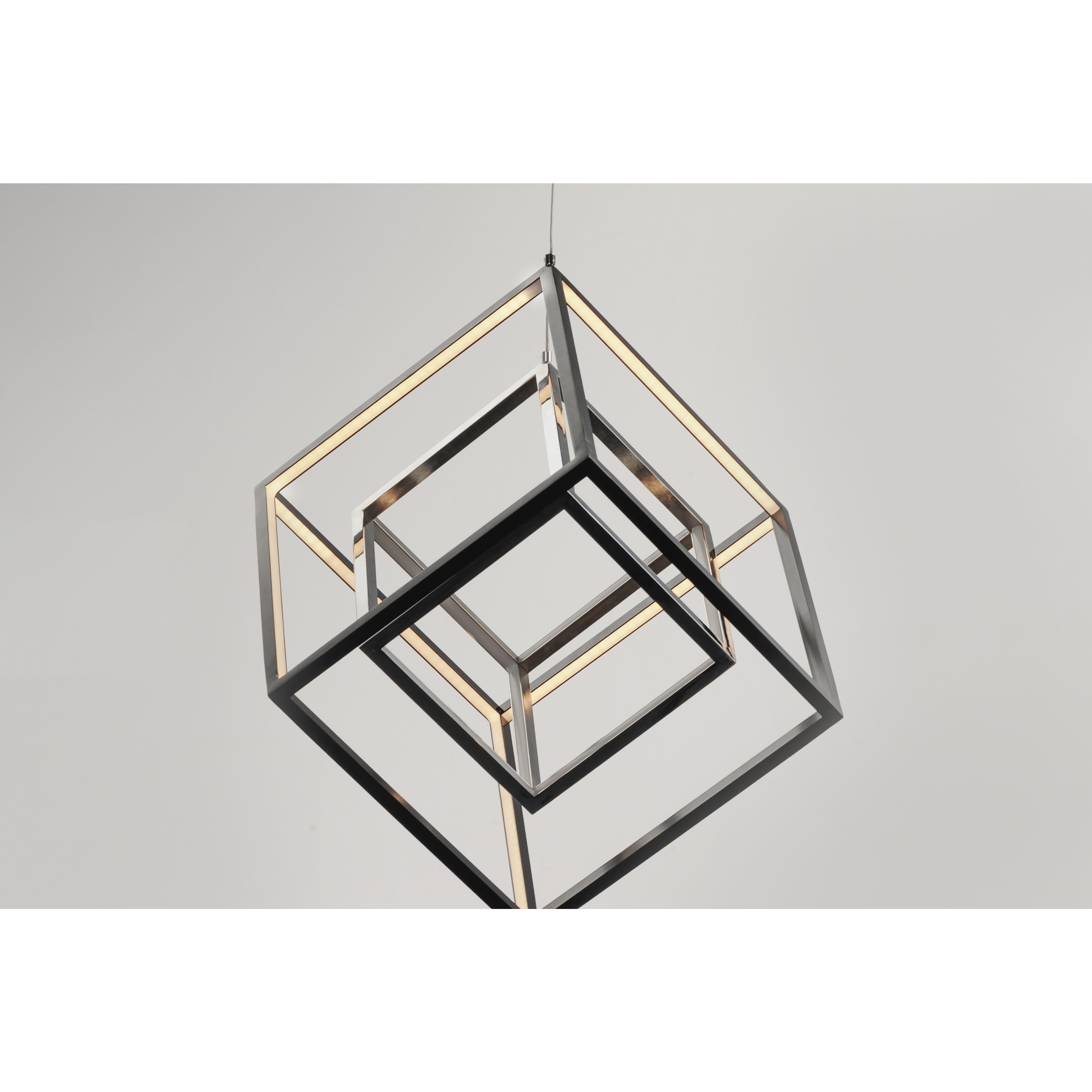 4 Square LED 20.5 inch Black and Polished Chrome Single Pendant Ceiling Light