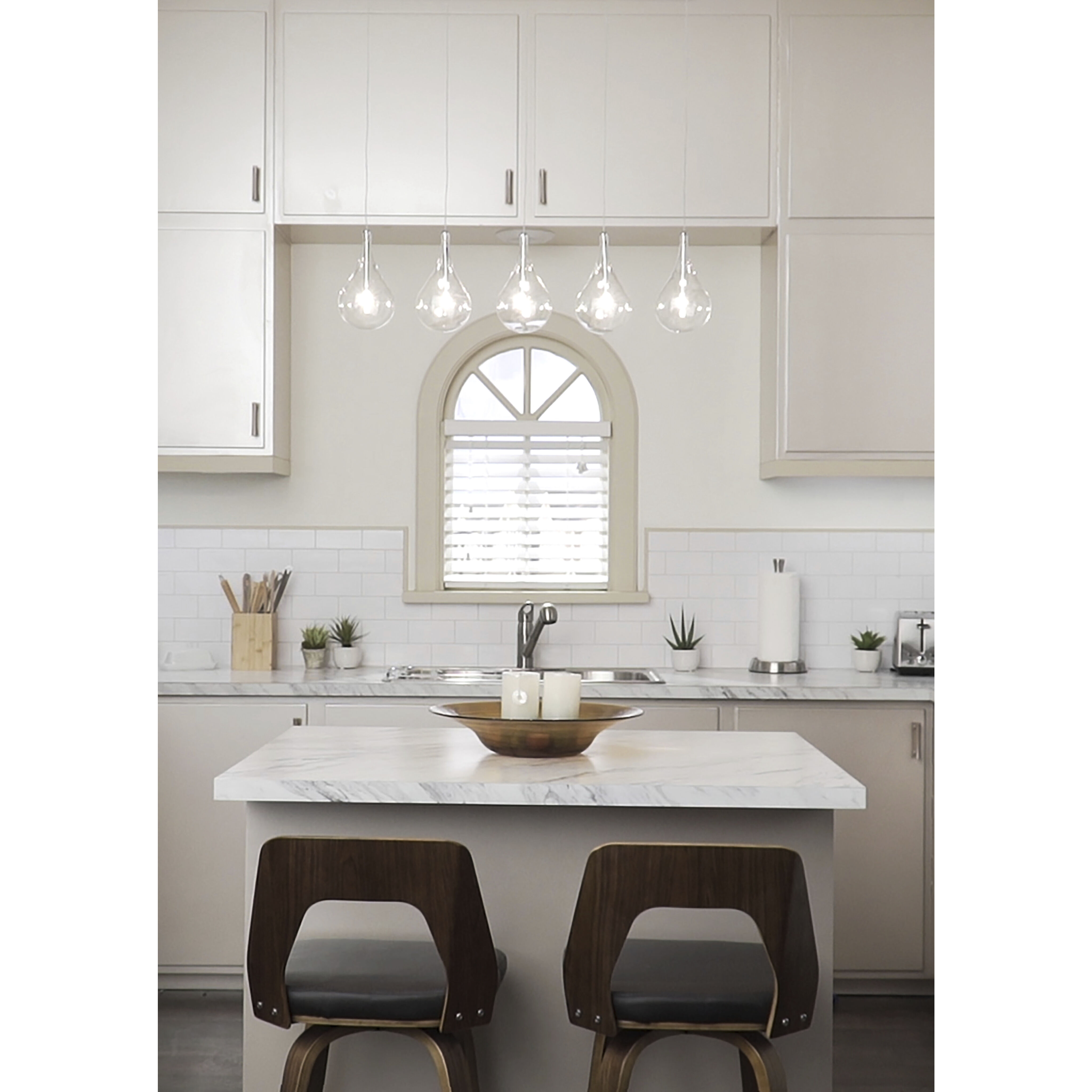 Larmes 5 Light 30 inch Polished Chrome Linear Pendant Ceiling Light