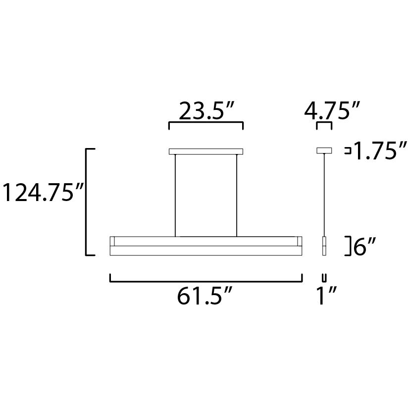 iBar LED 61.5 inch Brushed Aluminum Linear Pendant Ceiling Light