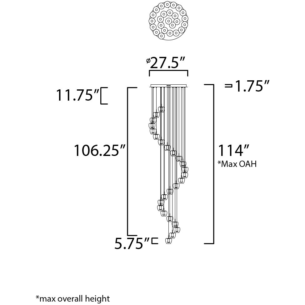 Newton LED 27.5 inch Black and Gold Multi-Light Pendant Ceiling Light