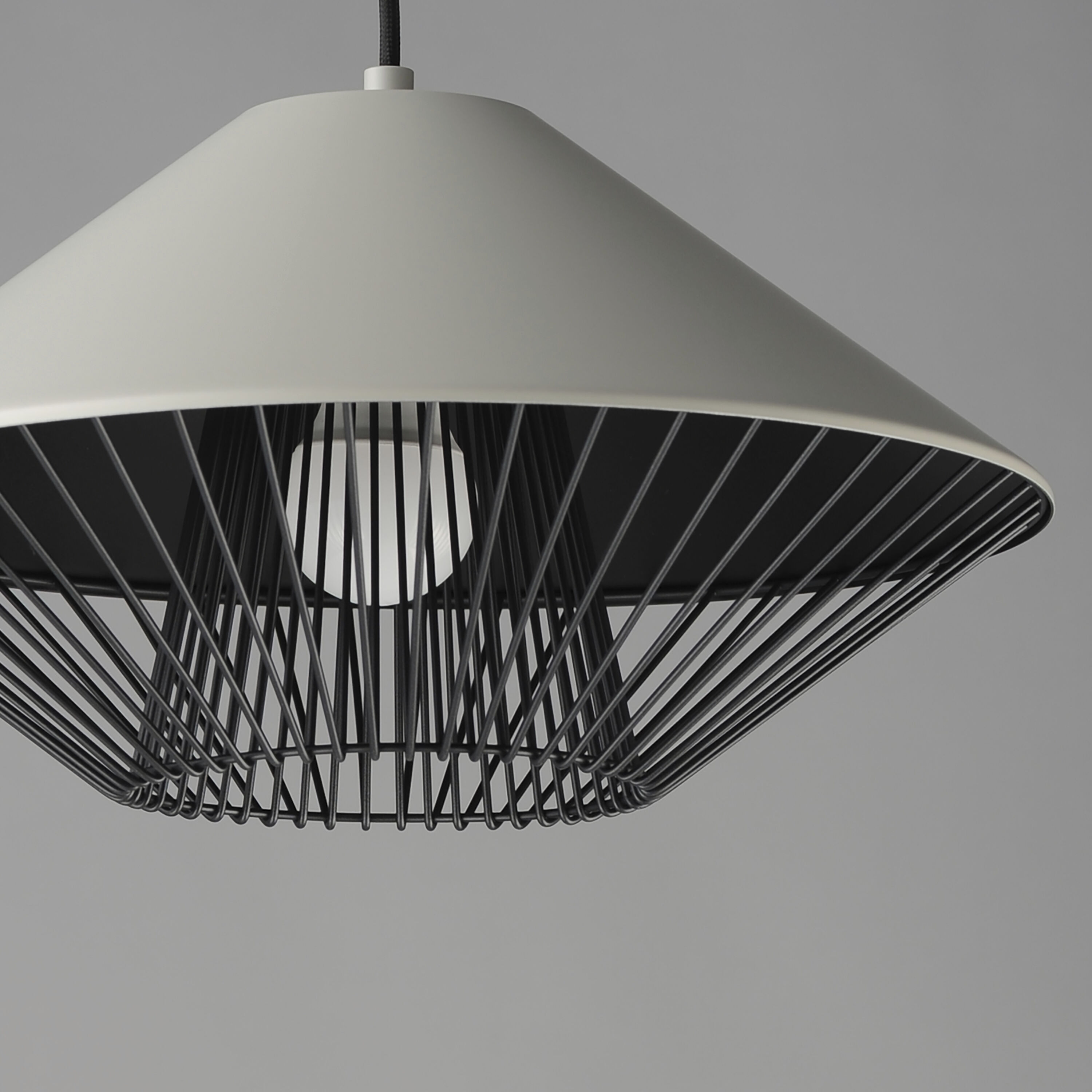 Phoenix LED 15.5 inch Gray with Black Single Pendant Ceiling Light in Gray and Black