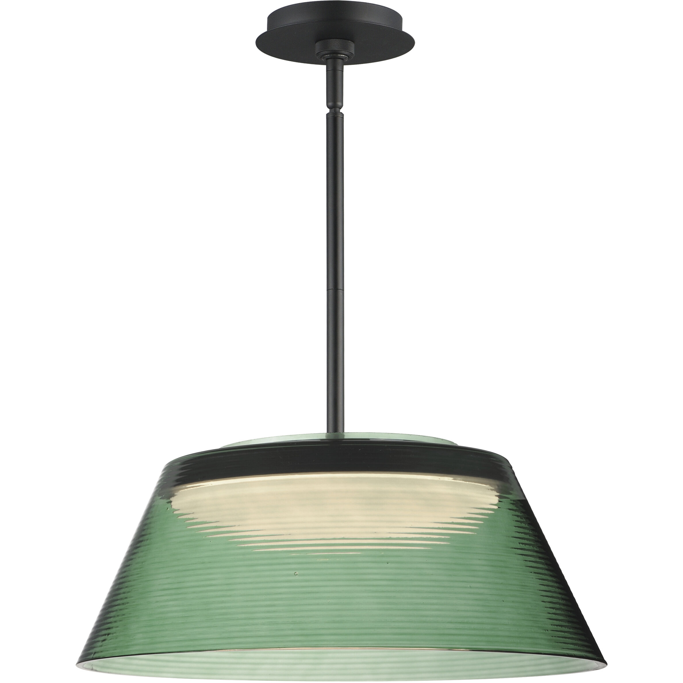 Jensen LED 18 inch Black Single Pendant Ceiling Light in Green