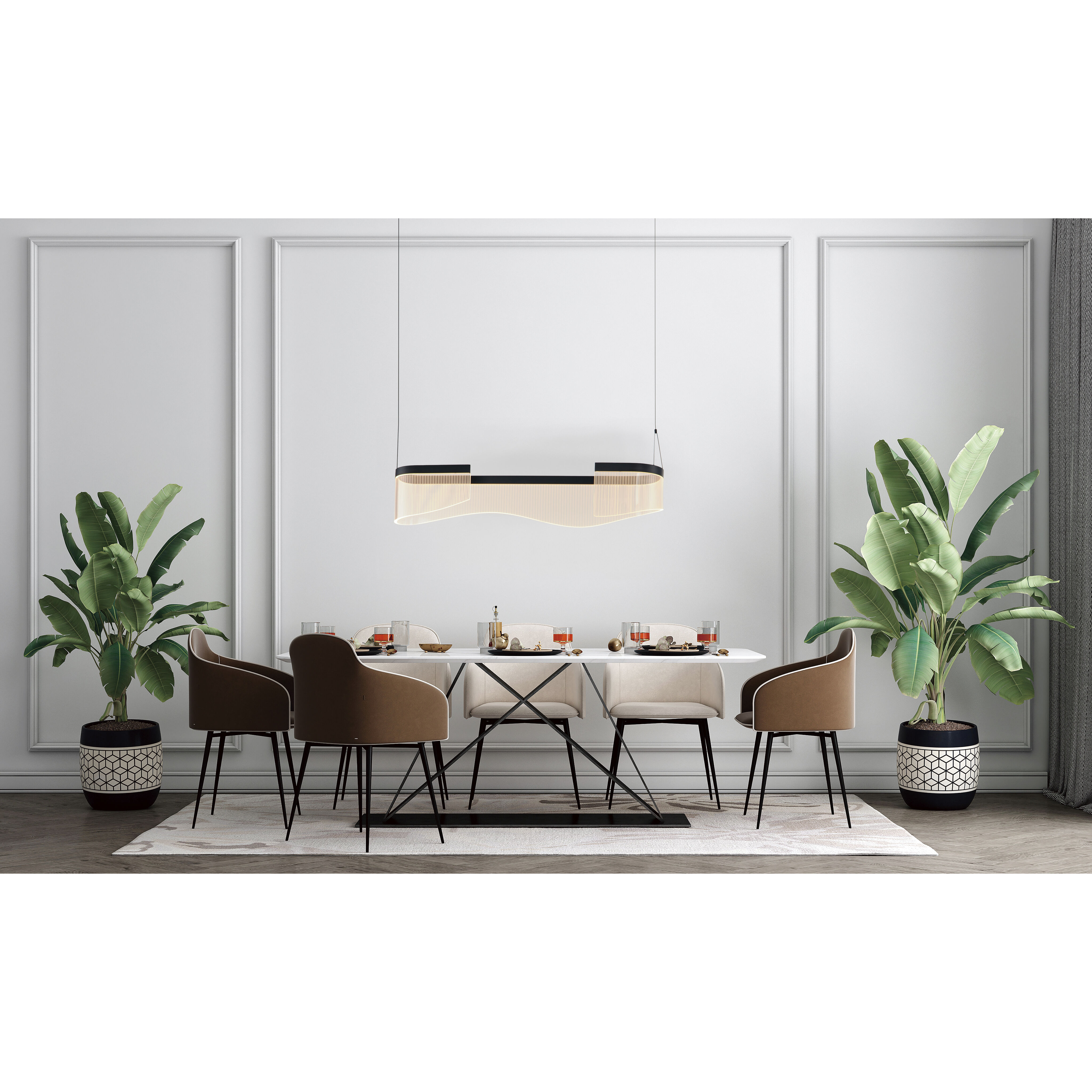 Sonata LED 35.5 inch Black Linear Pendant Ceiling Light