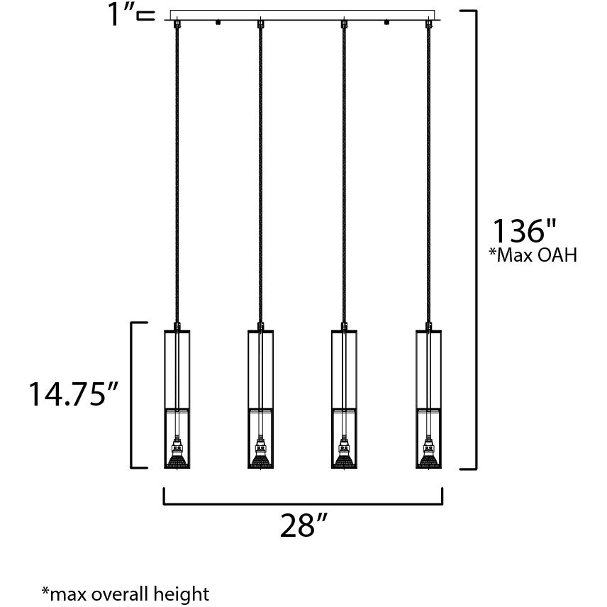 Torch LED 28 inch Satin Brass Linear Pendant Ceiling Light