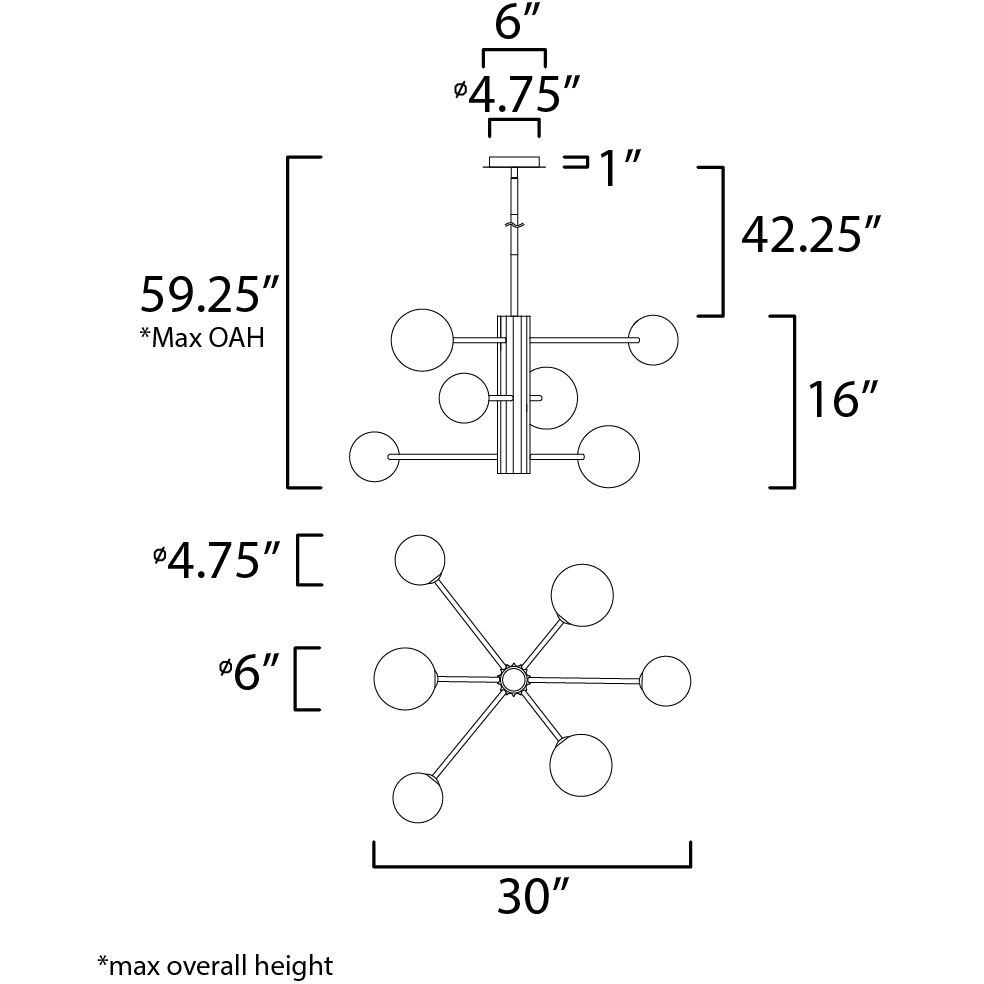 Cog LED 30 inch Black and Satin Nickel Multi-Light Pendant Ceiling Light