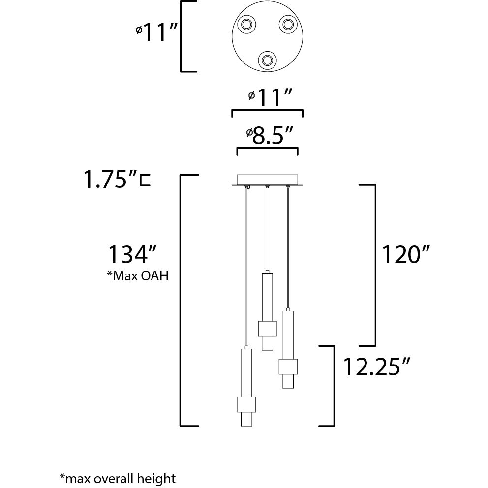 Reveal LED 11 inch Satin Nickel and Satin Brass Multi-Light Pendant Ceiling Light