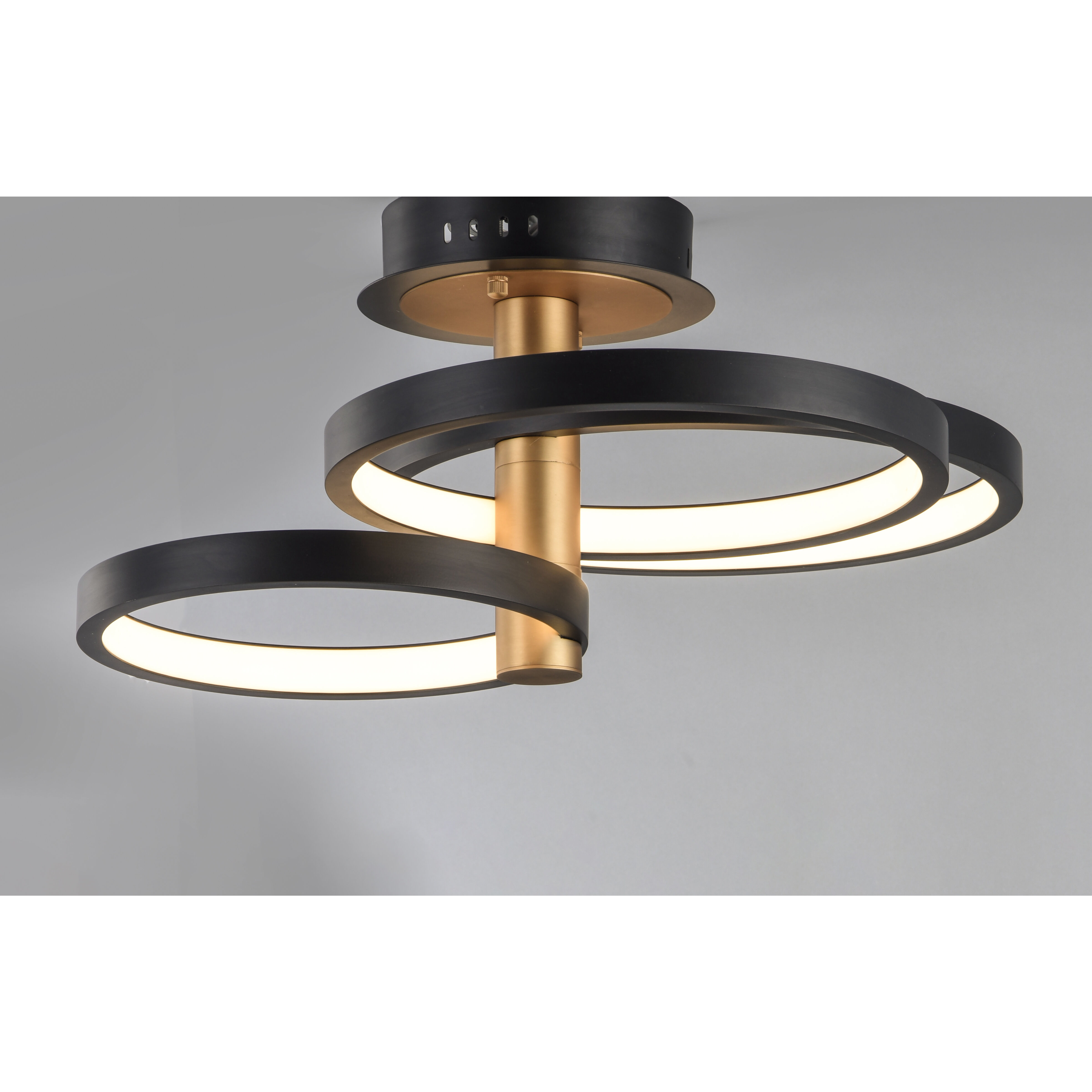 Hoopla LED 15.75 inch Black and Gold Semi-Flush Mount Ceiling Light