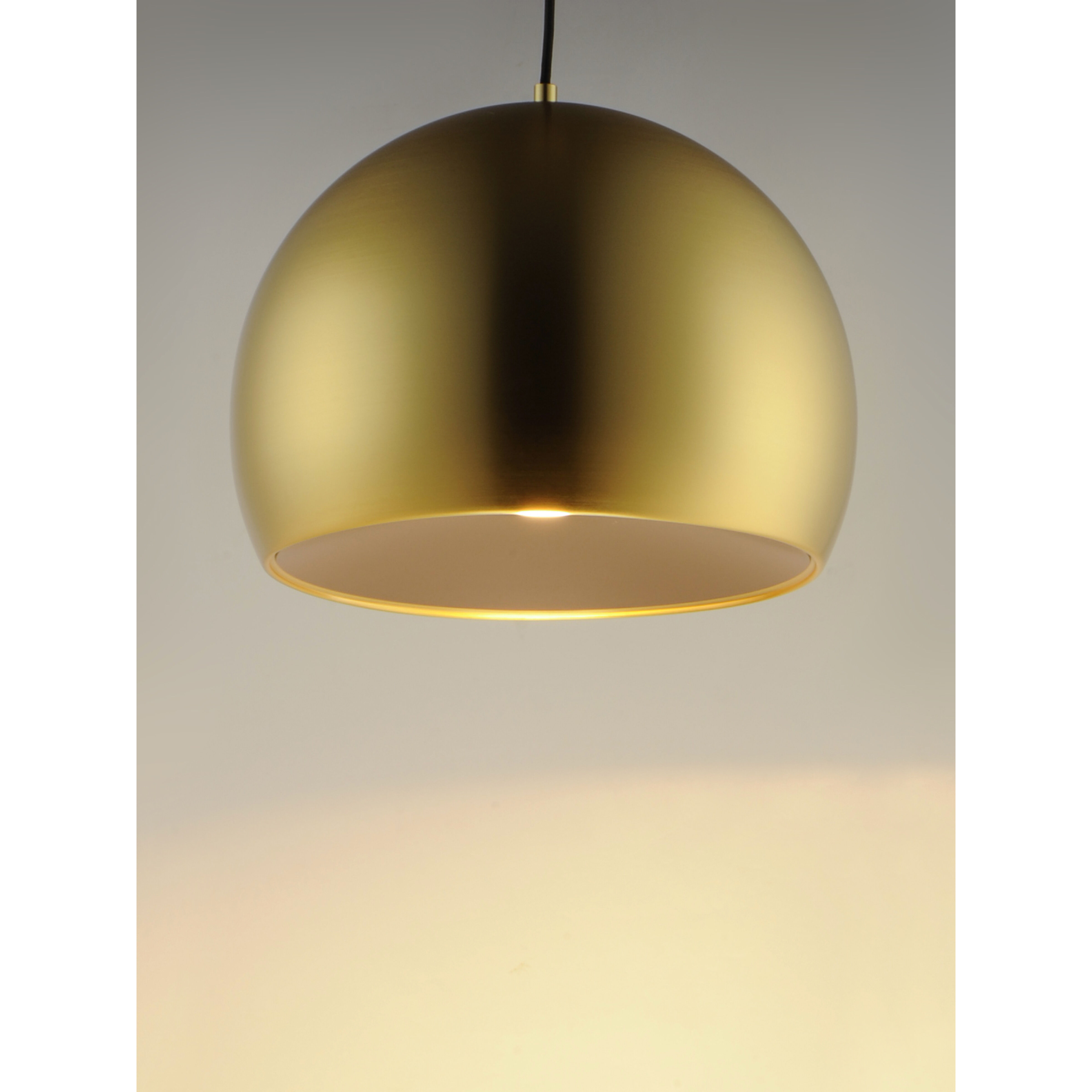 Palla LED 15.75 inch Satin Brass and Coffee Single Pendant Ceiling Light in Satin Brass/Coffee