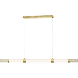 Travertine LED 53.75 inch Travertine and Gold Linear Pendant Ceiling Light