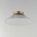 Jensen LED 11.75 inch Satin Brass Semi-Flush Mount Ceiling Light in Clear Ribbed
