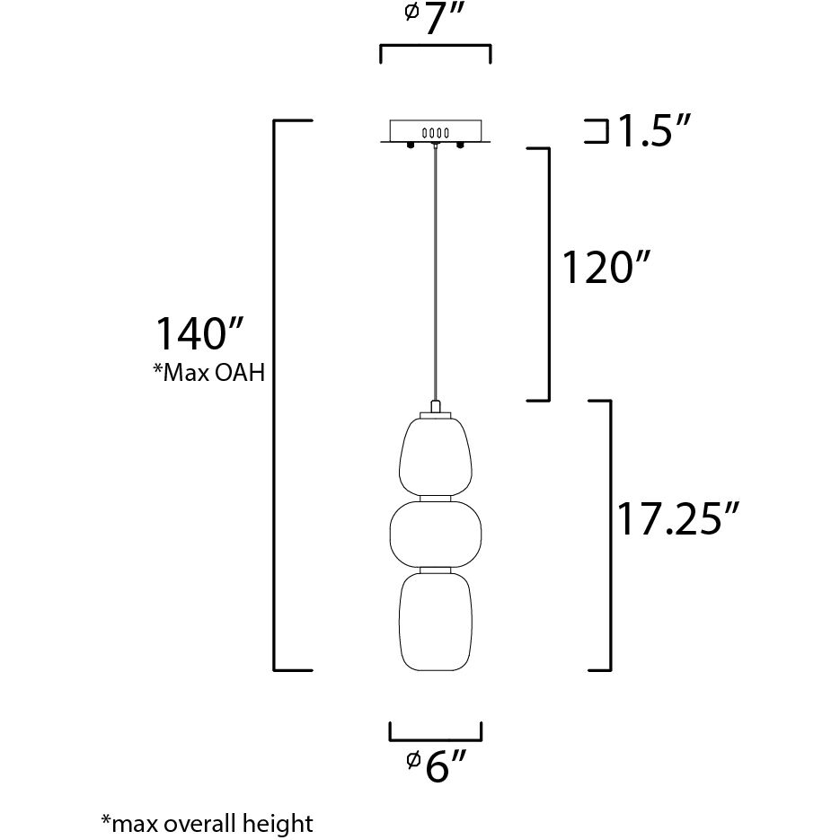 Soji LED 6 inch Black and Gold Single Pendant Ceiling Light