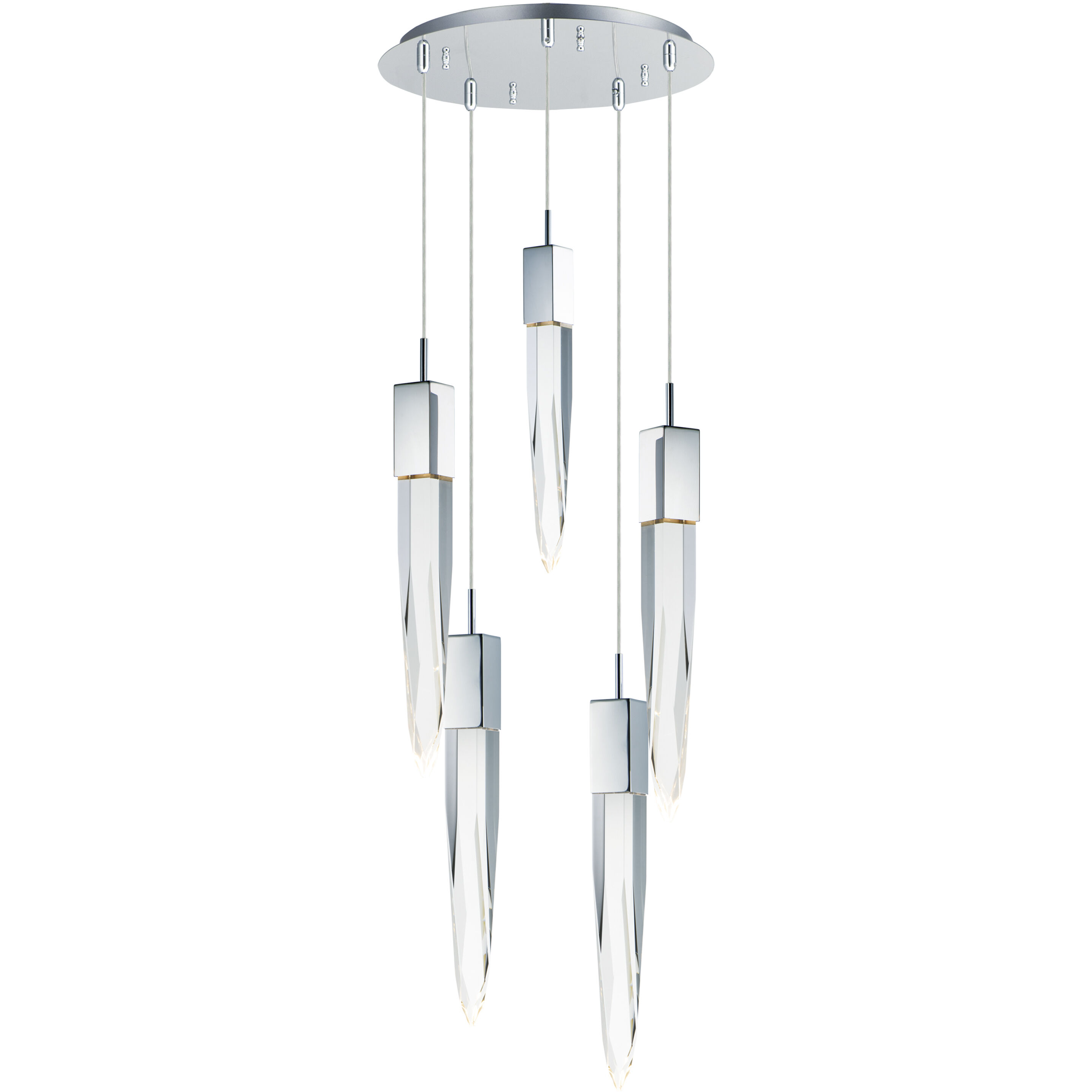 Quartz LED 15.75 inch Polished Chrome Multi-Light Pendant Ceiling Light