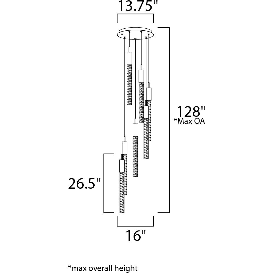 Big Fizz LED 16 inch Polished Chrome Multi-Light Pendant Ceiling Light