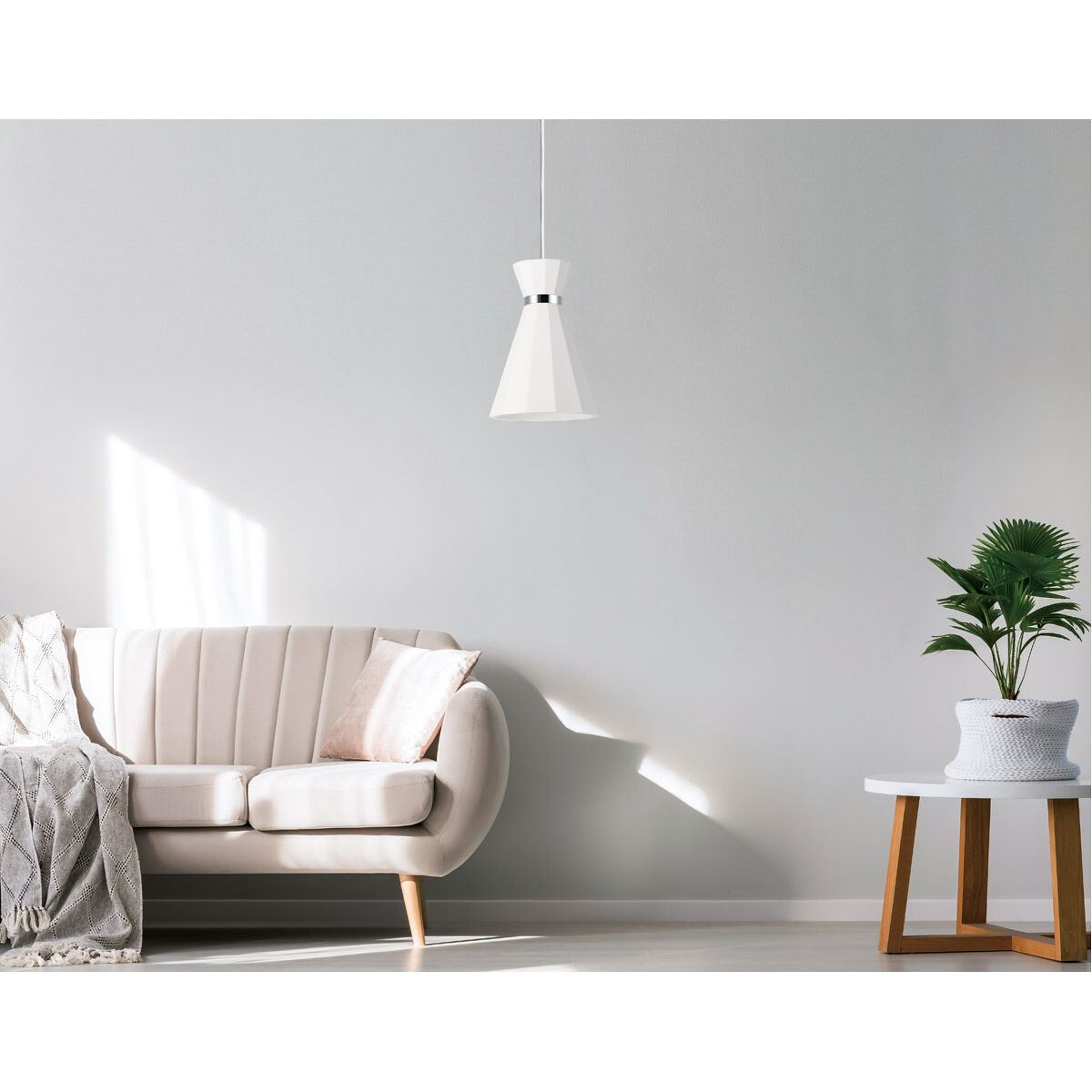 Sash LED 7.75 inch White/Polished Chrome Single Pendant Ceiling Light in White and Polished Chrome