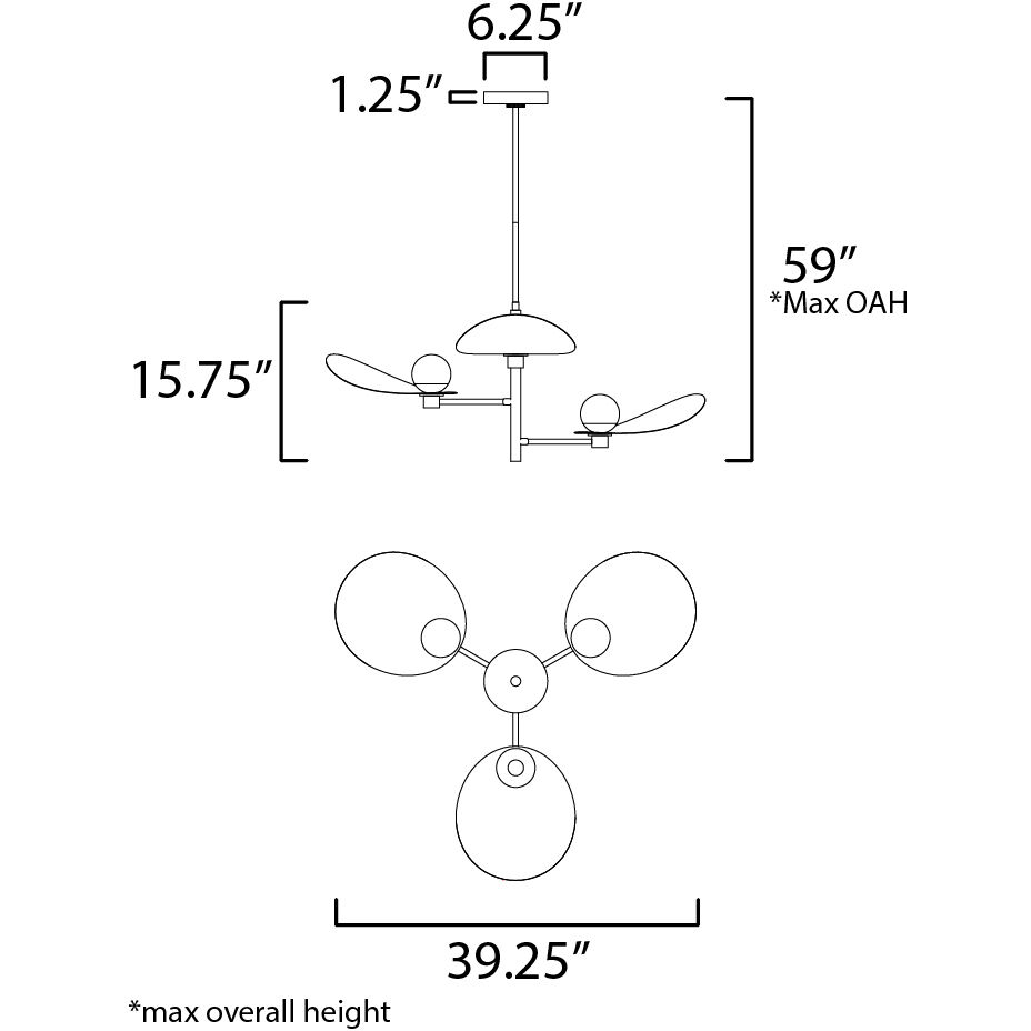 Pearl LED 39.25 inch Black and Natural Aged Brass Suspension Pendant Ceiling Light