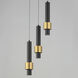 Reveal LED 11 inch Black and Gold Multi-Light Pendant Ceiling Light in Black/Gold