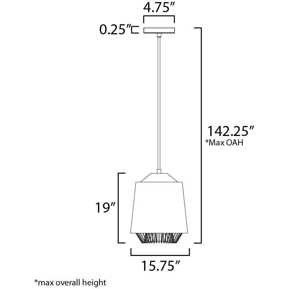 Phoenix LED 15.75 inch Black and Gold Single Pendant Ceiling Light in Black/Gold