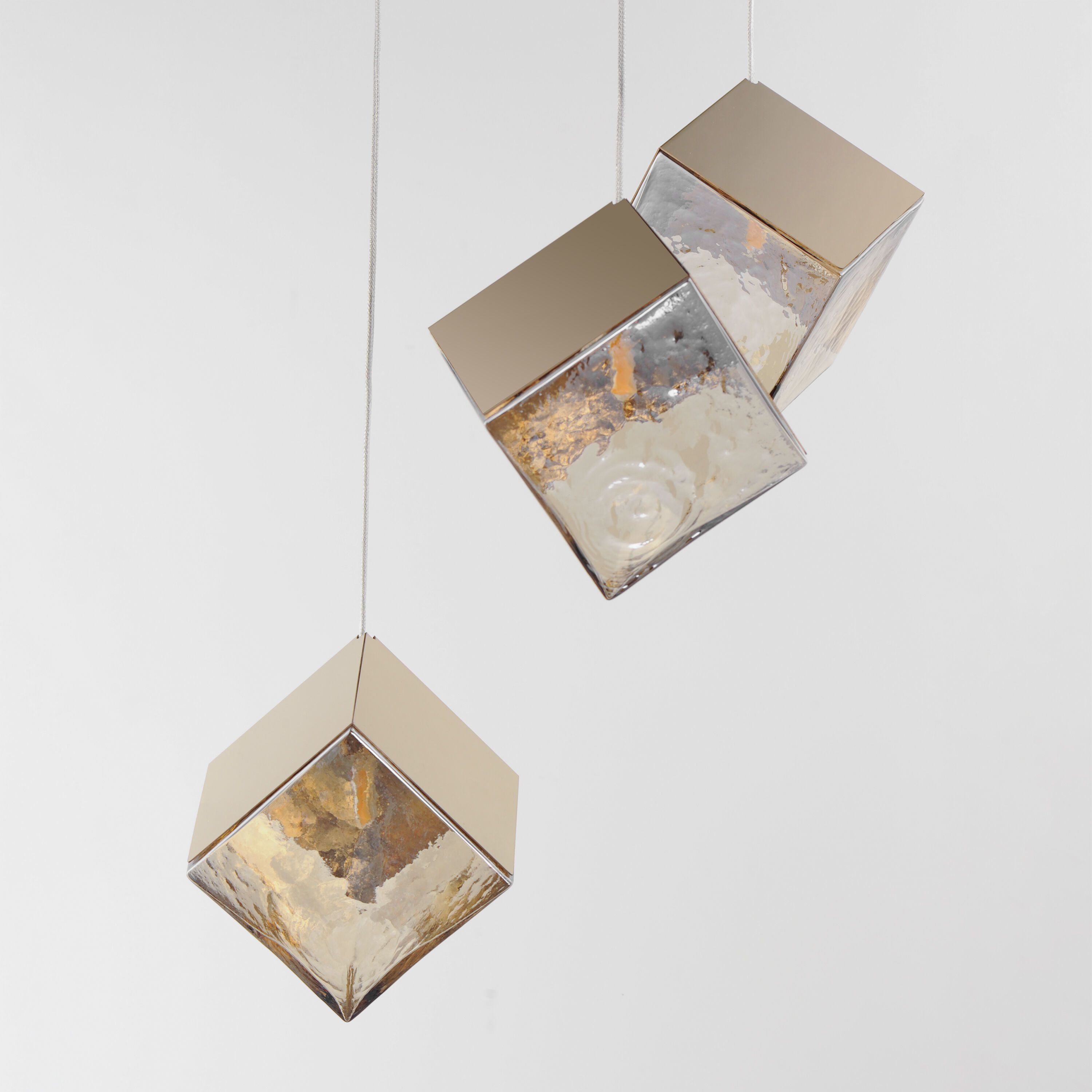 Ice Cube LED 18.5 inch French Gold Multi-Light Pendant Ceiling Light