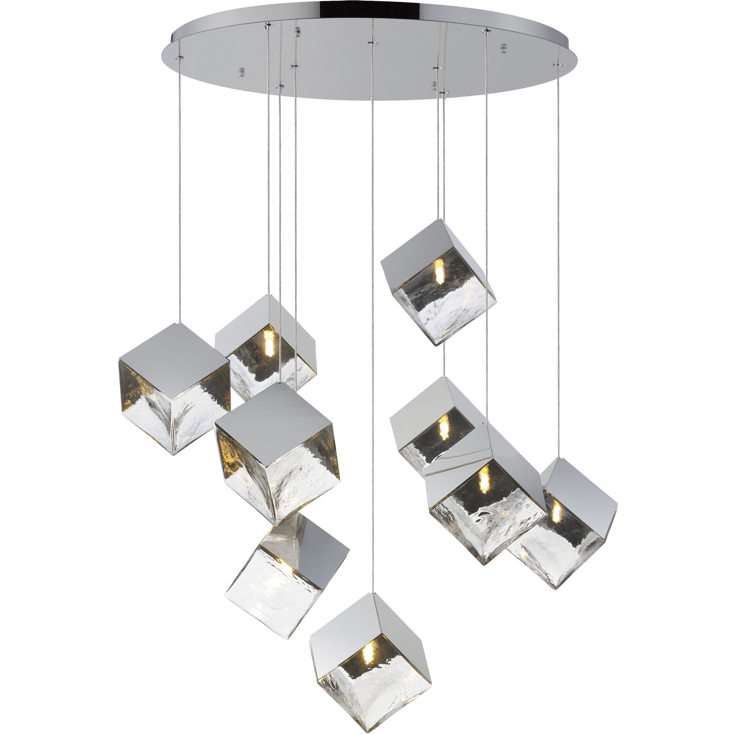 Ice Cube LED 33.5 inch Polished Chrome Multi-Light Pendant Ceiling Light