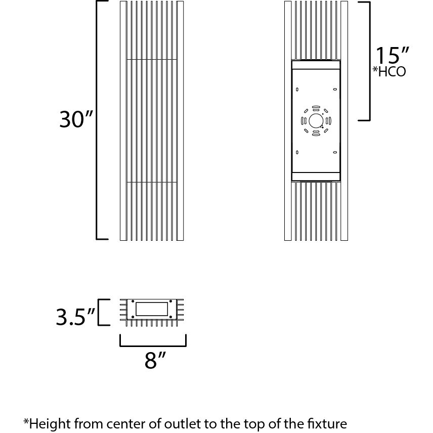 Rampart LED 30 inch Black Outdoor Wall Mount