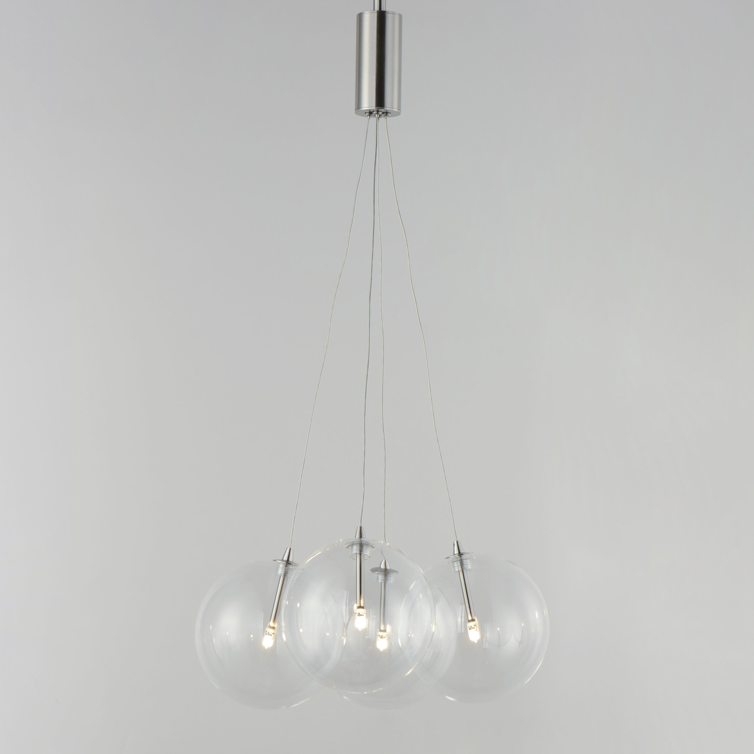 Burst LED 17 inch Satin Nickel Multi-Light Pendant Ceiling Light in Clear