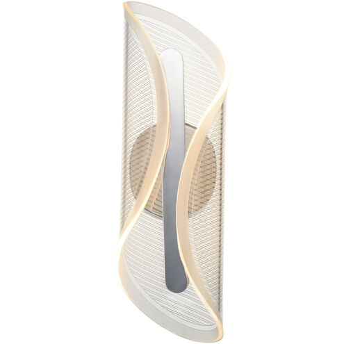 Manta Wall Sconce Wall Light in Polished Chrome, Clear Ribbed