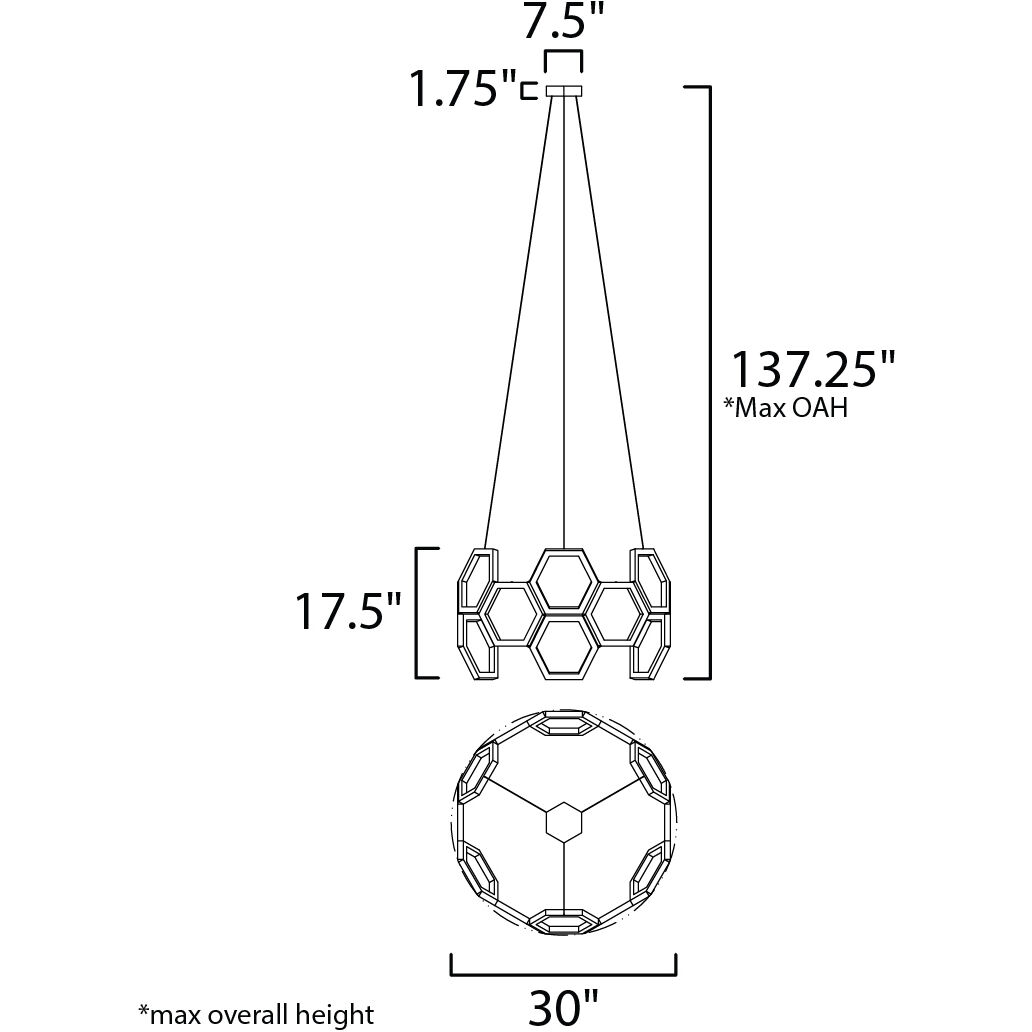 Polygon LED 30 inch Polished Chrome Single Pendant Ceiling Light