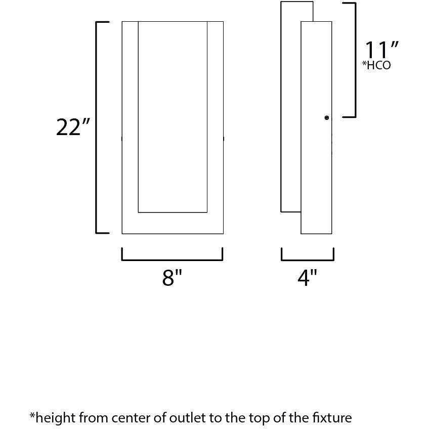 Tower LED 22 inch Black Outdoor Wall Sconce